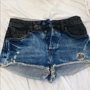 Black faded jean shorts